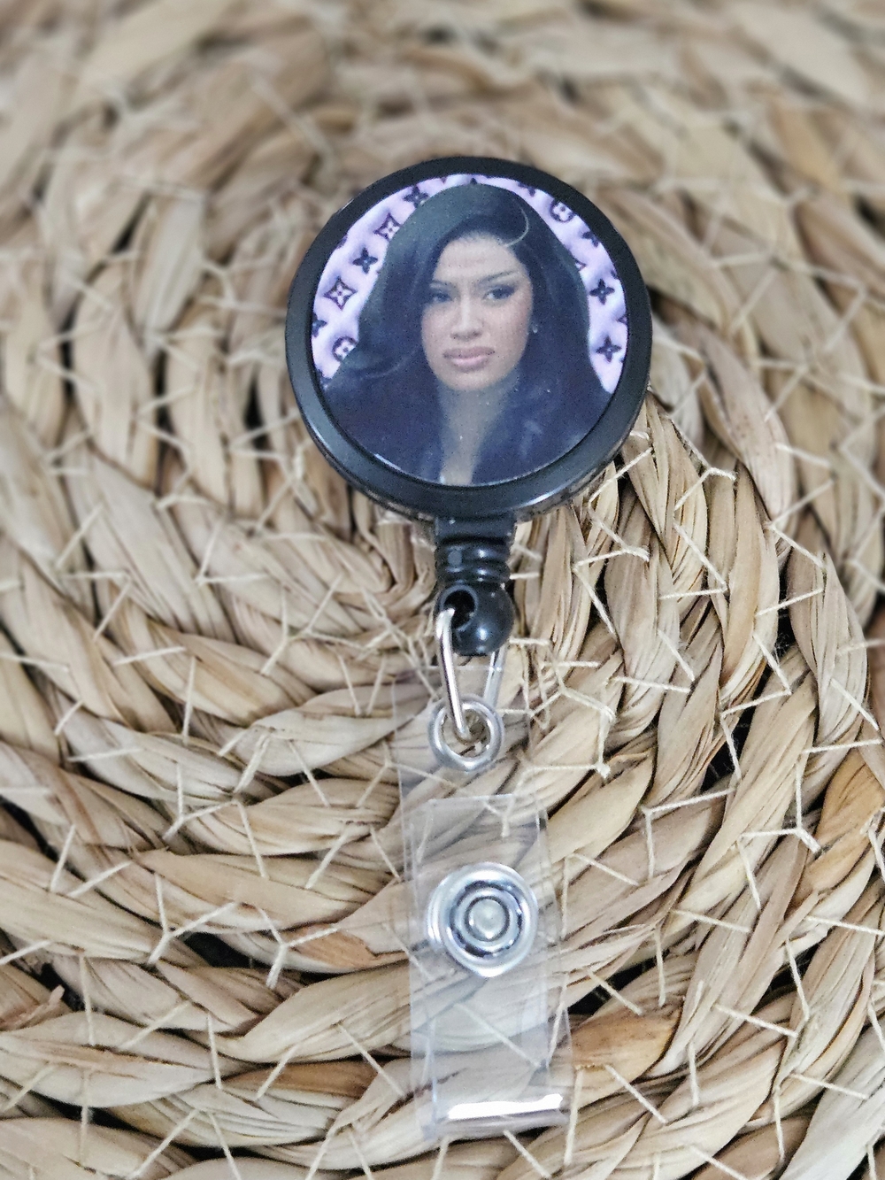 Black Retractable Photo Badge Reel Key & Card Holder